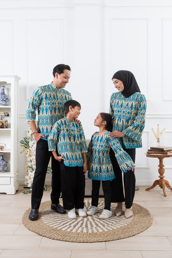 Turquoise Cream Songket